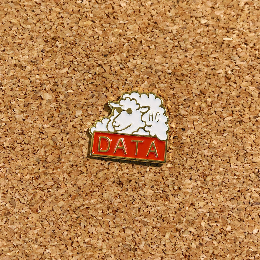 happiness is HC DATA sheep enamel pin